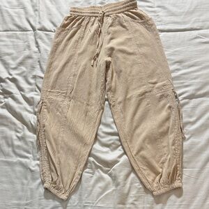 ARK Imports Beige Relaxed Drawstring Cargo Pants